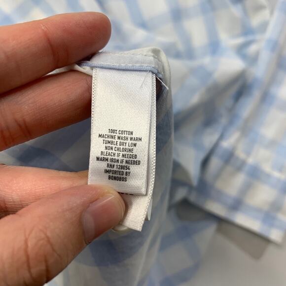 Bonobos Shirt Mens M Medium White Blue Cotton Standard Fit Windowpane Plaid - Picture 9 of 13